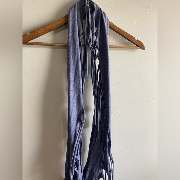 Mudd - Blue jersey knit Fringe Infinity Scarf - Picture 5 of 7